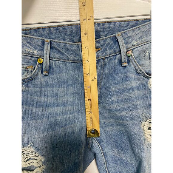 True Religion Jeans Womens Sz 27 Blue Denim Karlie Low Rise Bell Bottom Crop - Picture 6 of 15